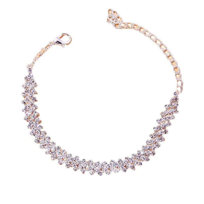 Diamond Shaped Rhinestone Simple Diamond-studded Cross Anklet