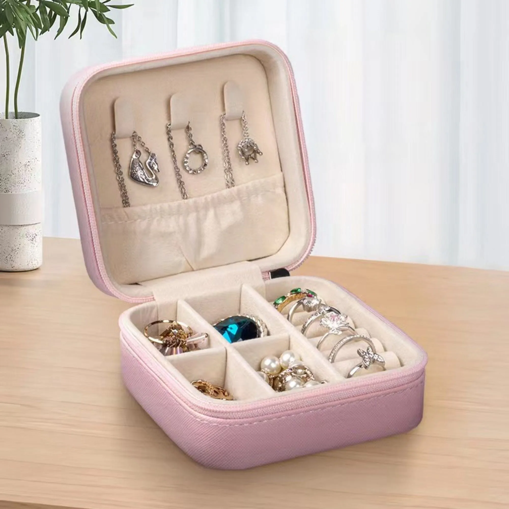 EG10268 Zip Around Square Jewelry Box