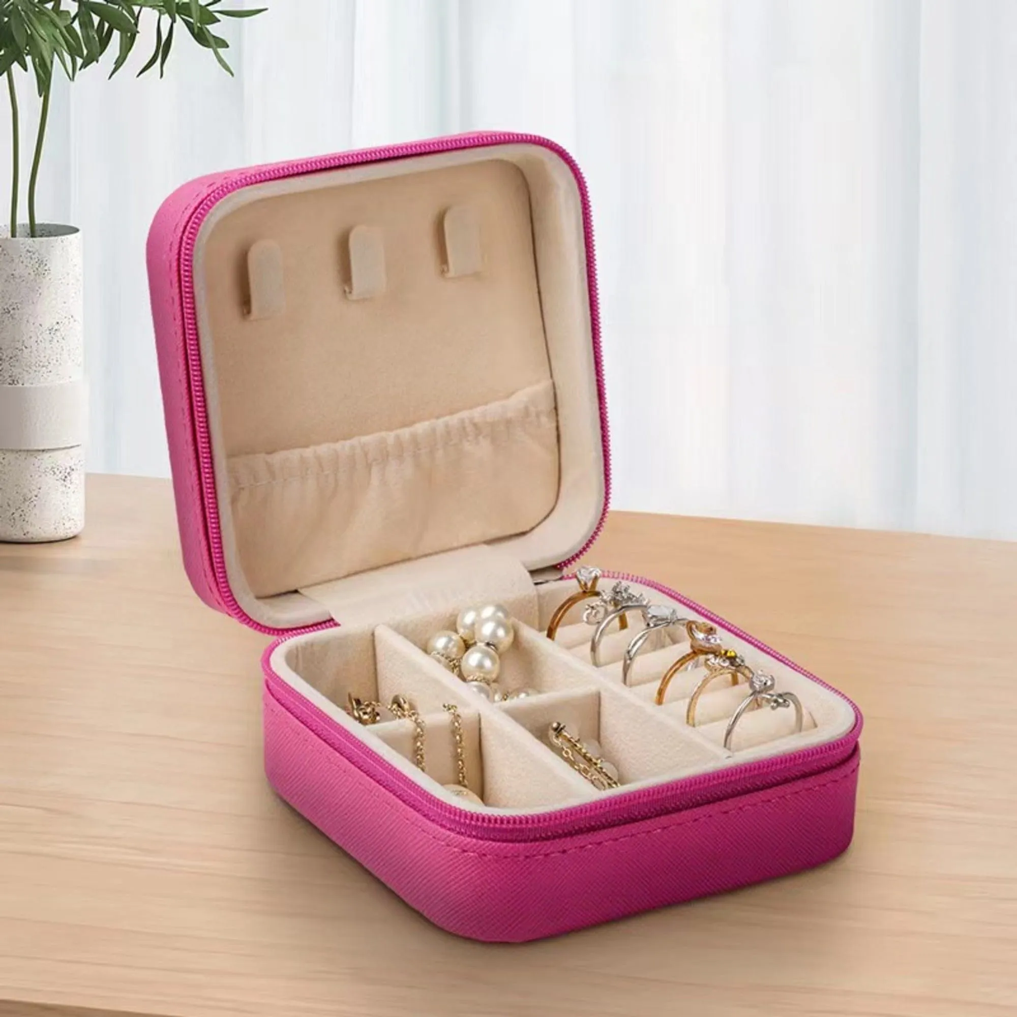 EG10268 Zip Around Square Jewelry Box