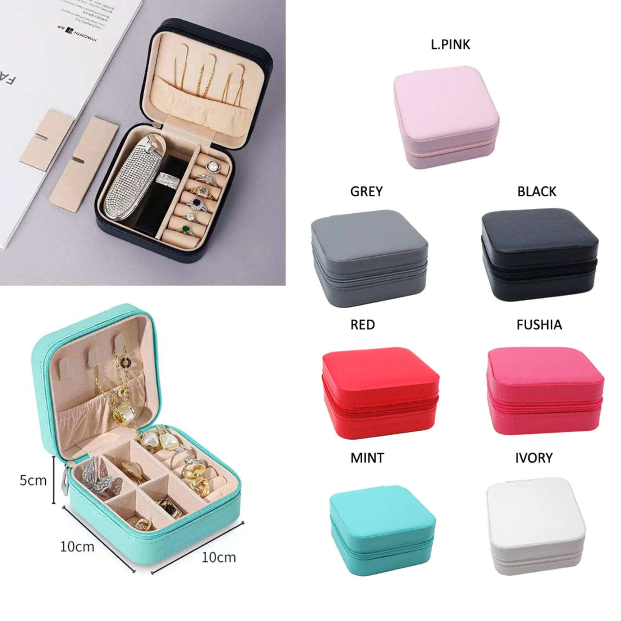 EG10268 Zip Around Square Jewelry Box