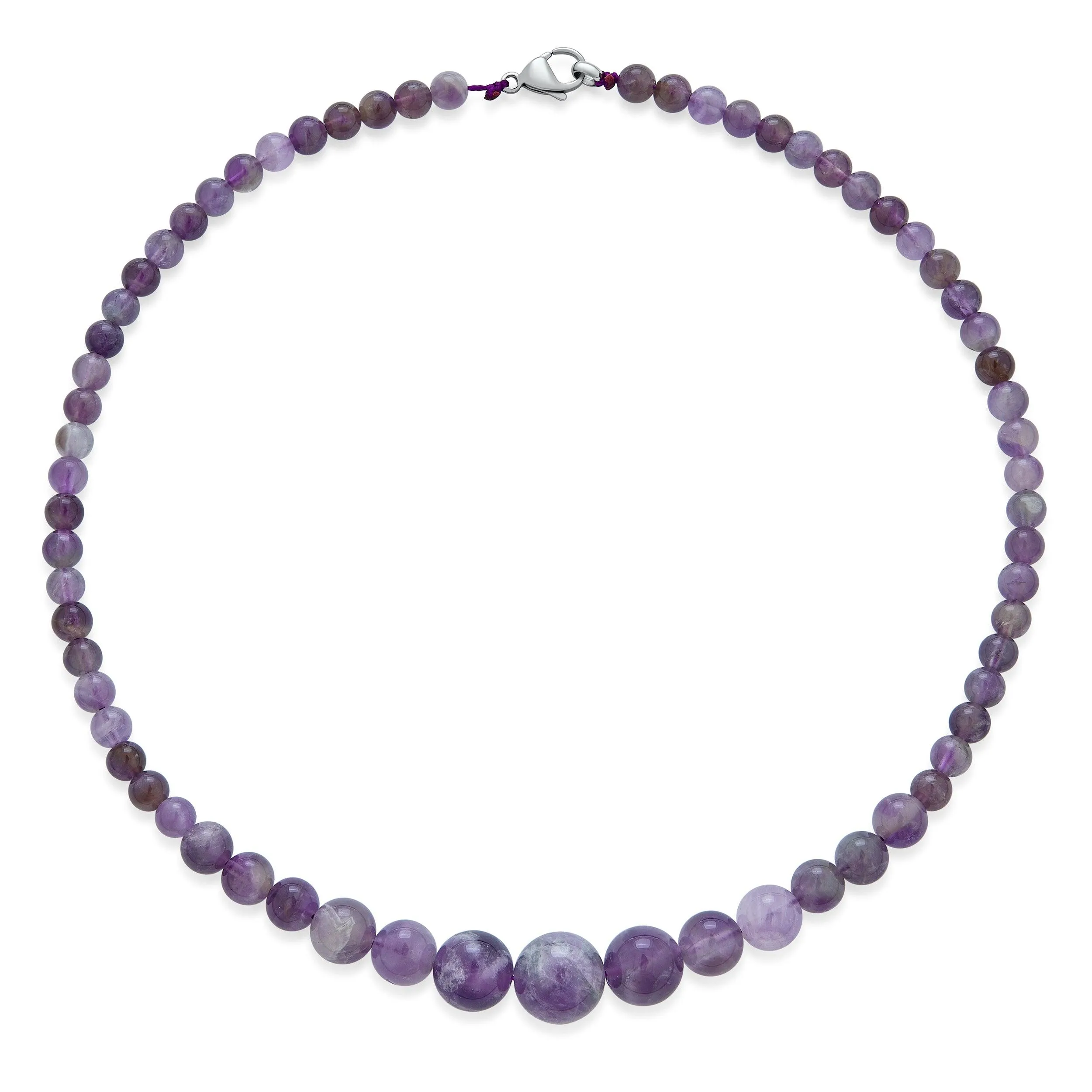 Elegant Graduated Semi-Precious Gemstone Bead Strand Necklace 16-18 Inch