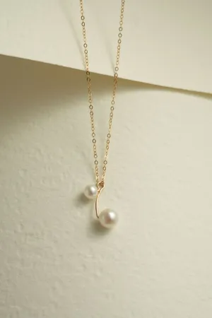 Embellished Series Double Bead Pearl Pendant Necklace