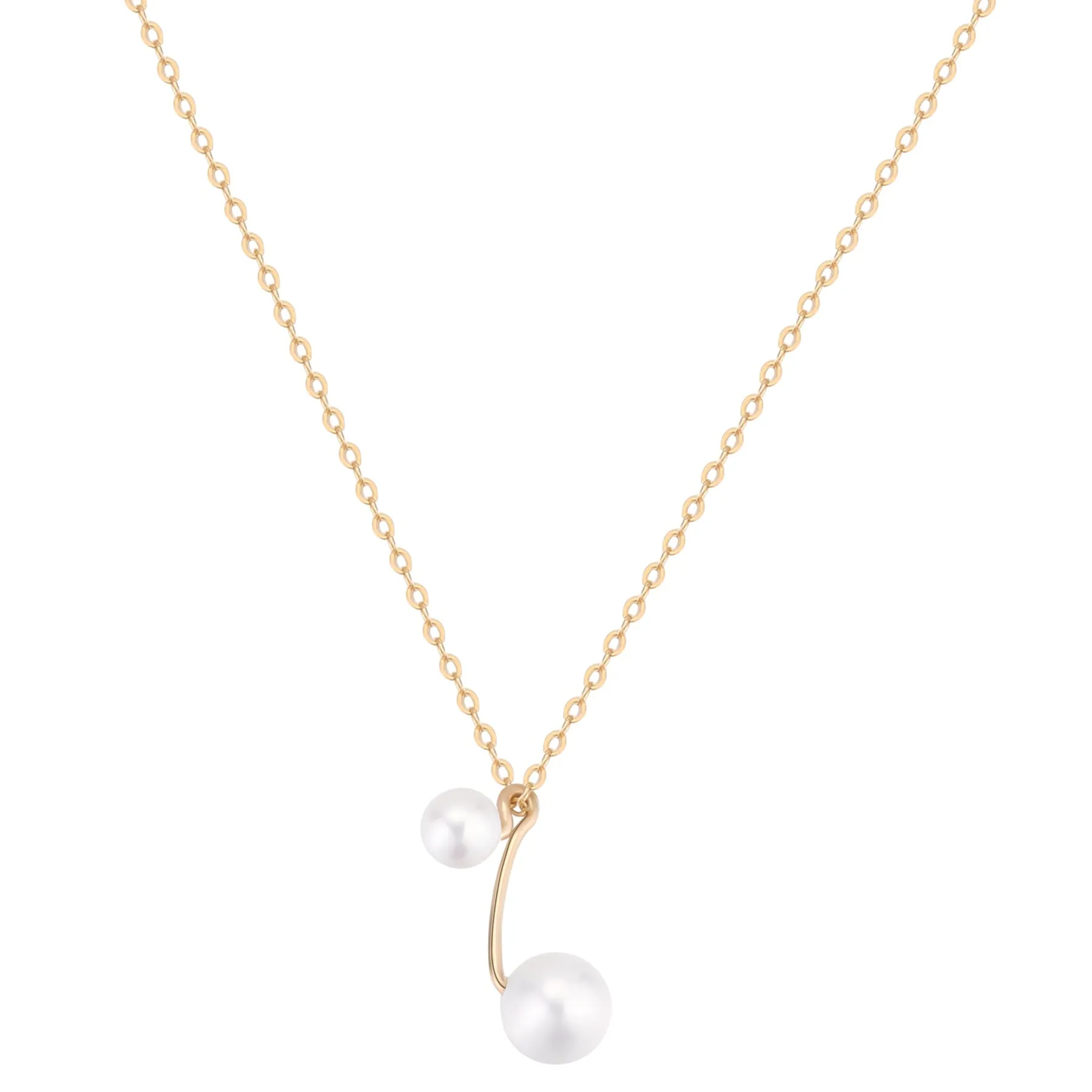 Embellished Series Double Bead Pearl Pendant Necklace