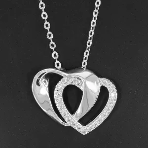 Equilibrium Silver Plated Te Amo Entwined Hearts Necklace