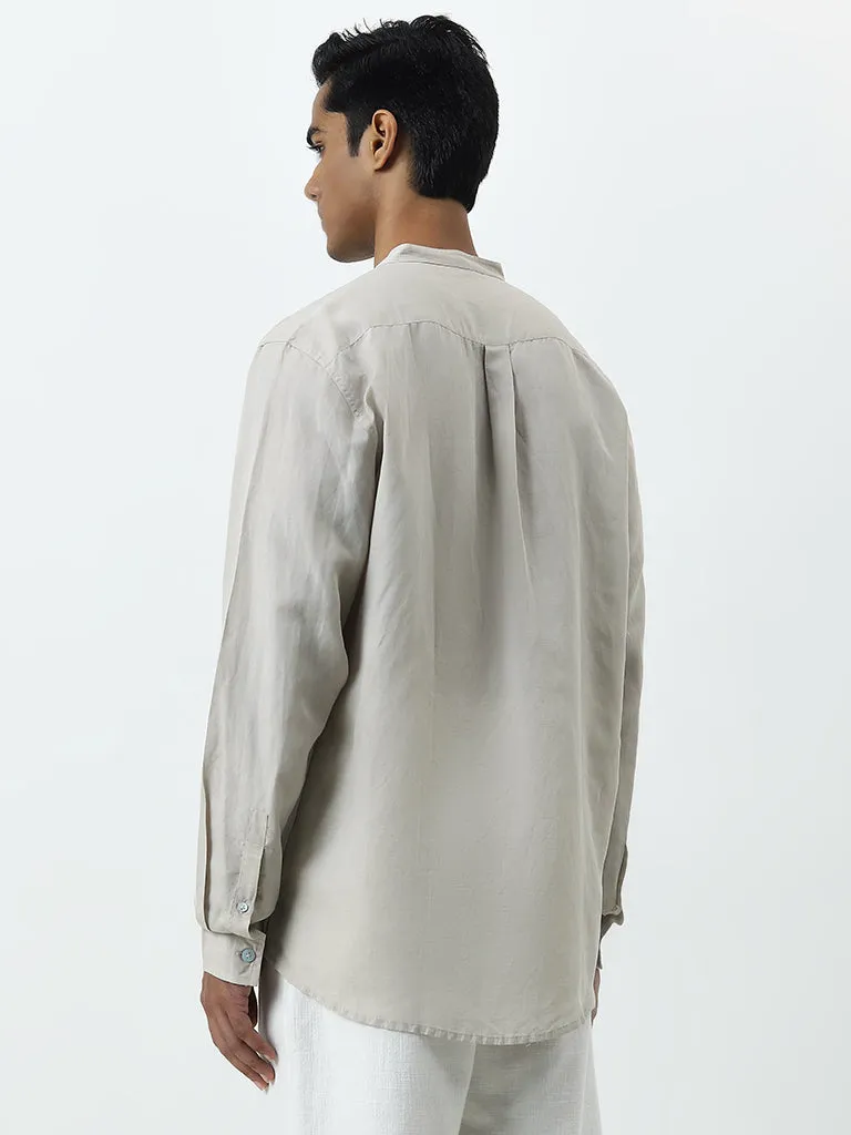 ETA Beige Solid Relaxed-Fit Cotton Shirt