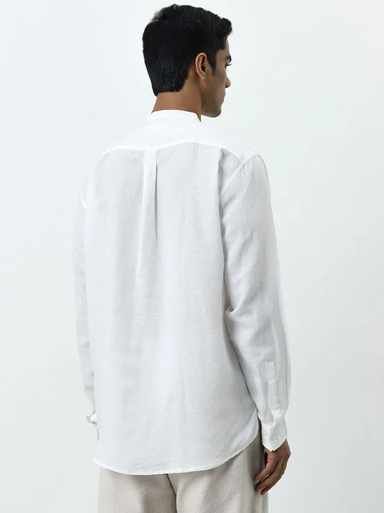 ETA White Solid Relaxed-Fit Cotton Shirt