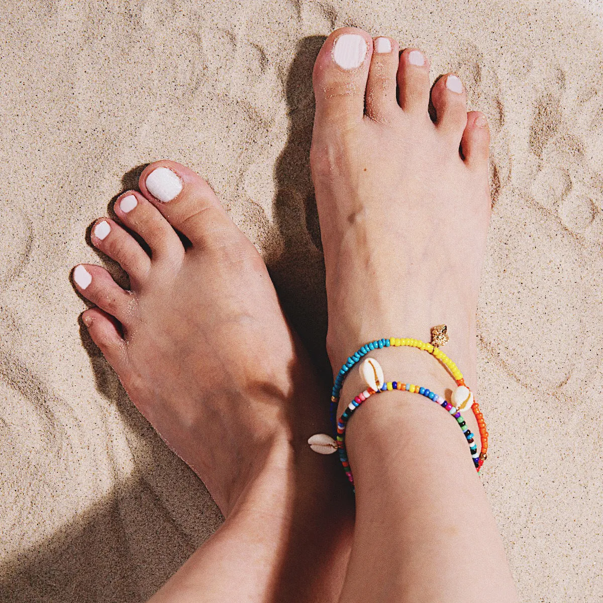 Ethnic Style Hit Color Rice Bead Beach Shell Anklet