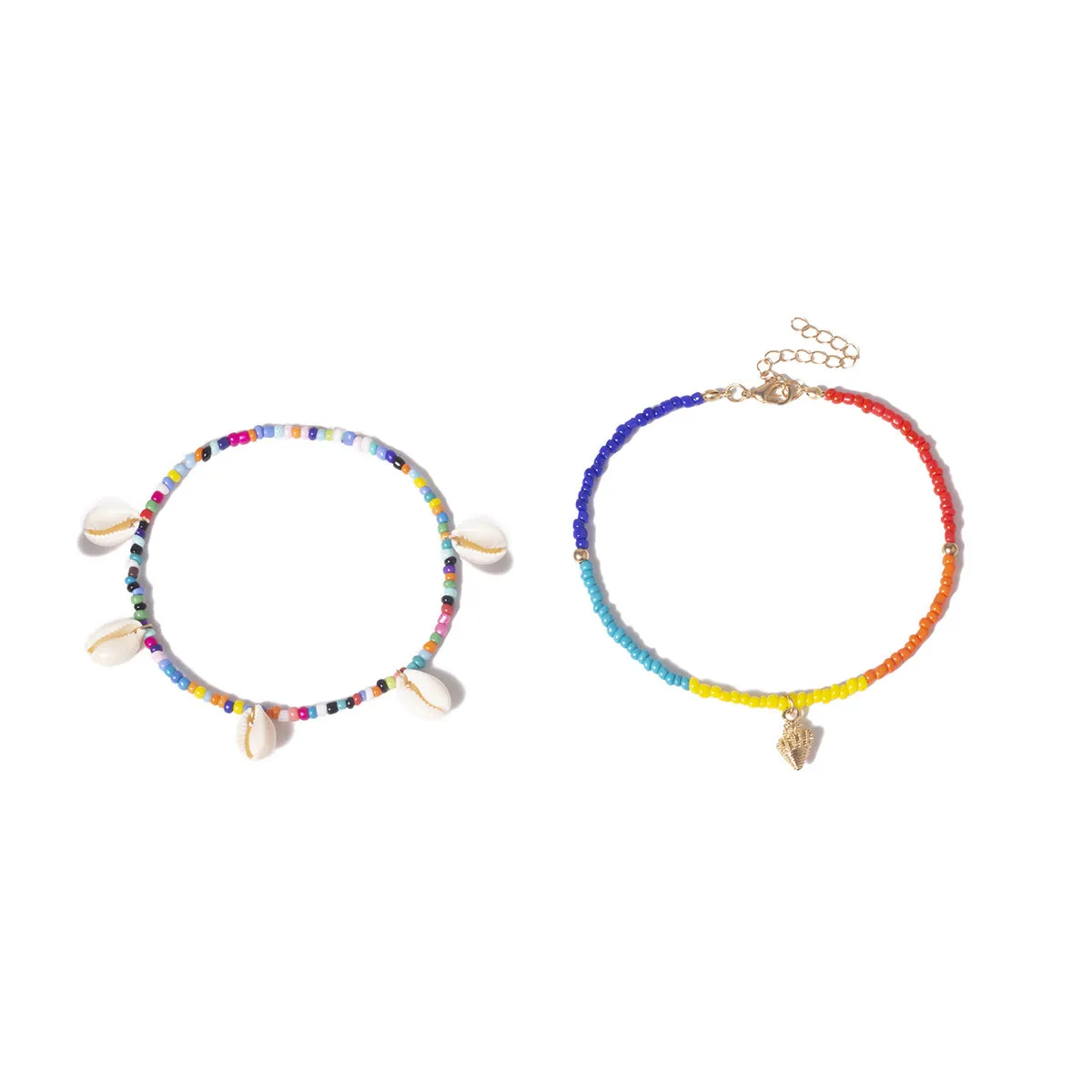 Ethnic Style Hit Color Rice Bead Beach Shell Anklet