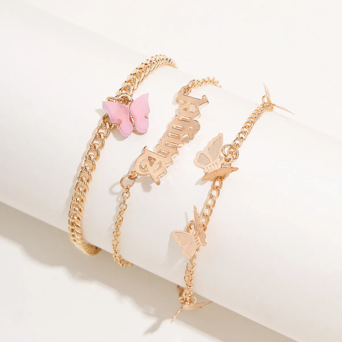 European And American Simple Flower Butterfly Tassel Anklet