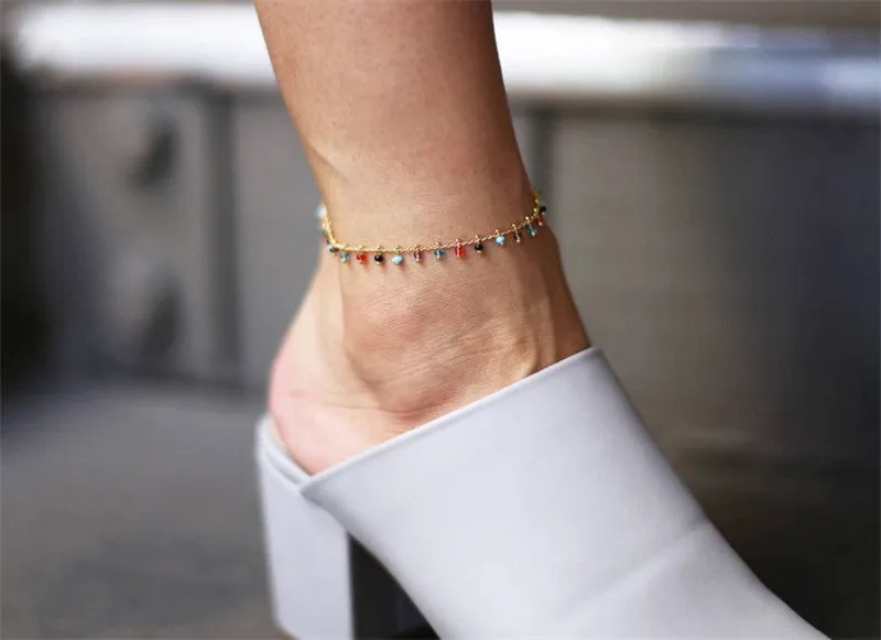 Fashionable And Simple Colorful Crystal Anklet