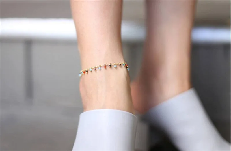 Fashionable And Simple Colorful Crystal Anklet