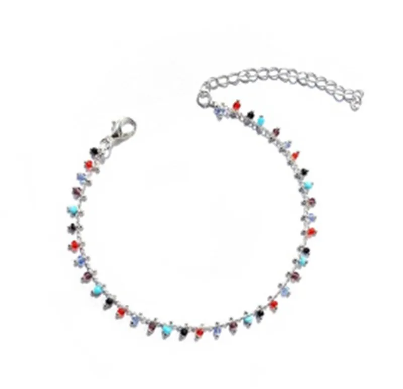 Fashionable And Simple Colorful Crystal Anklet