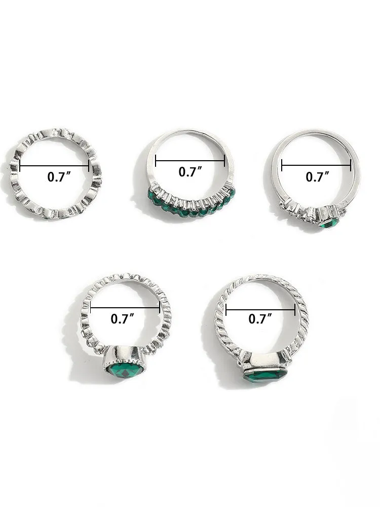 Five Piece Imitation Gem Rings Sets