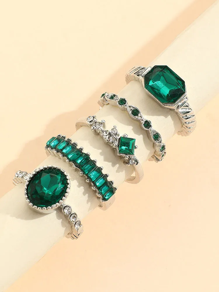 Five Piece Imitation Gem Rings Sets