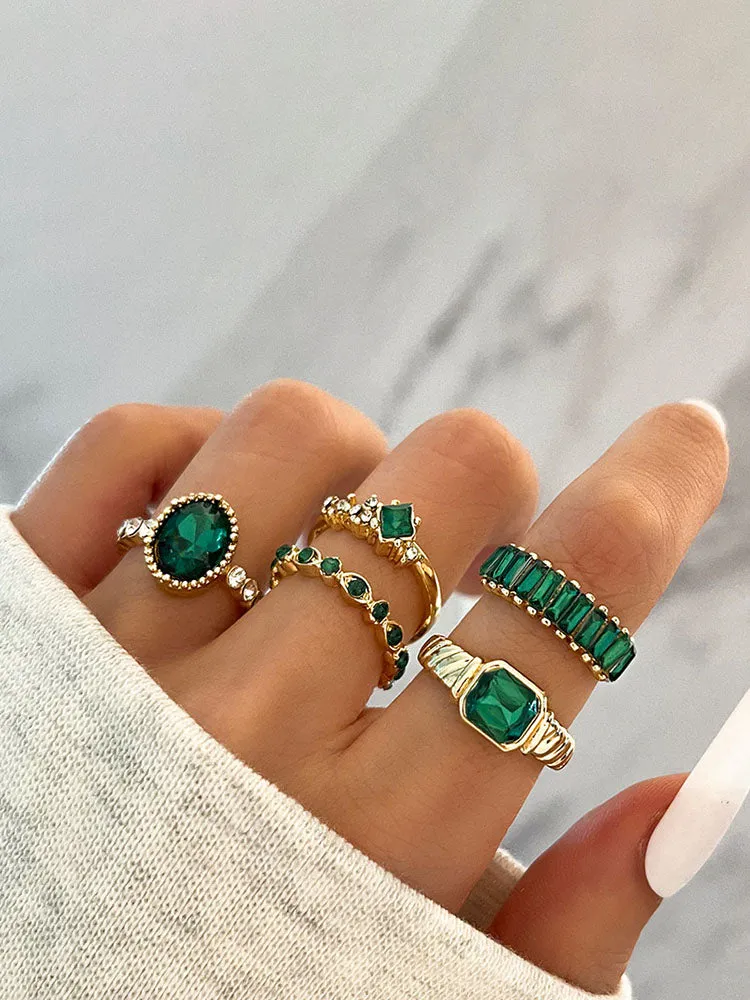 Five Piece Imitation Gem Rings Sets