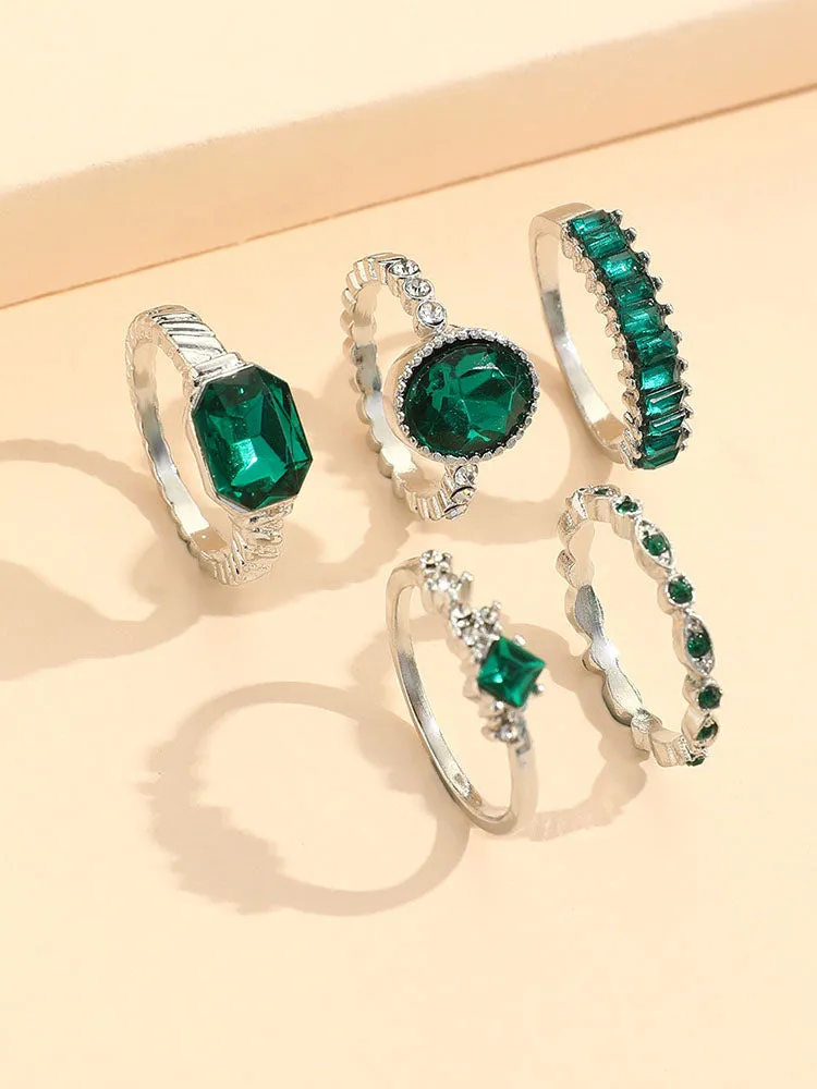 Five Piece Imitation Gem Rings Sets