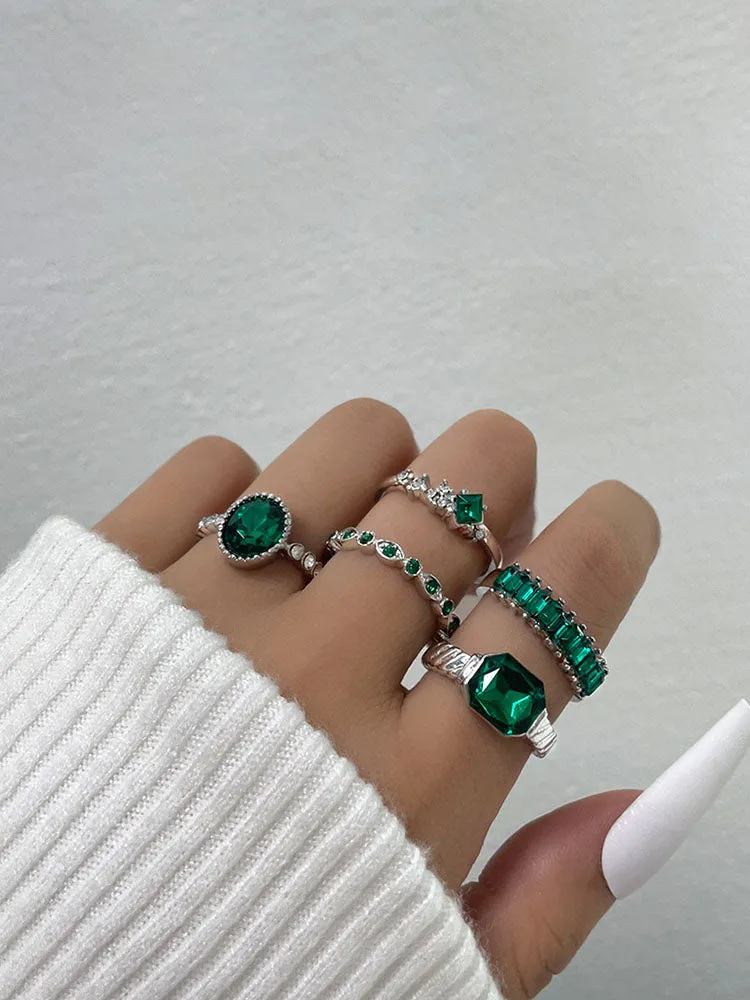 Five Piece Imitation Gem Rings Sets