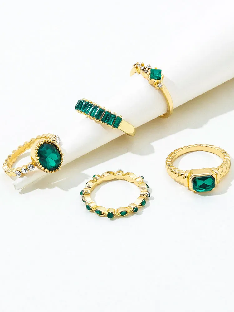 Five Piece Imitation Gem Rings Sets