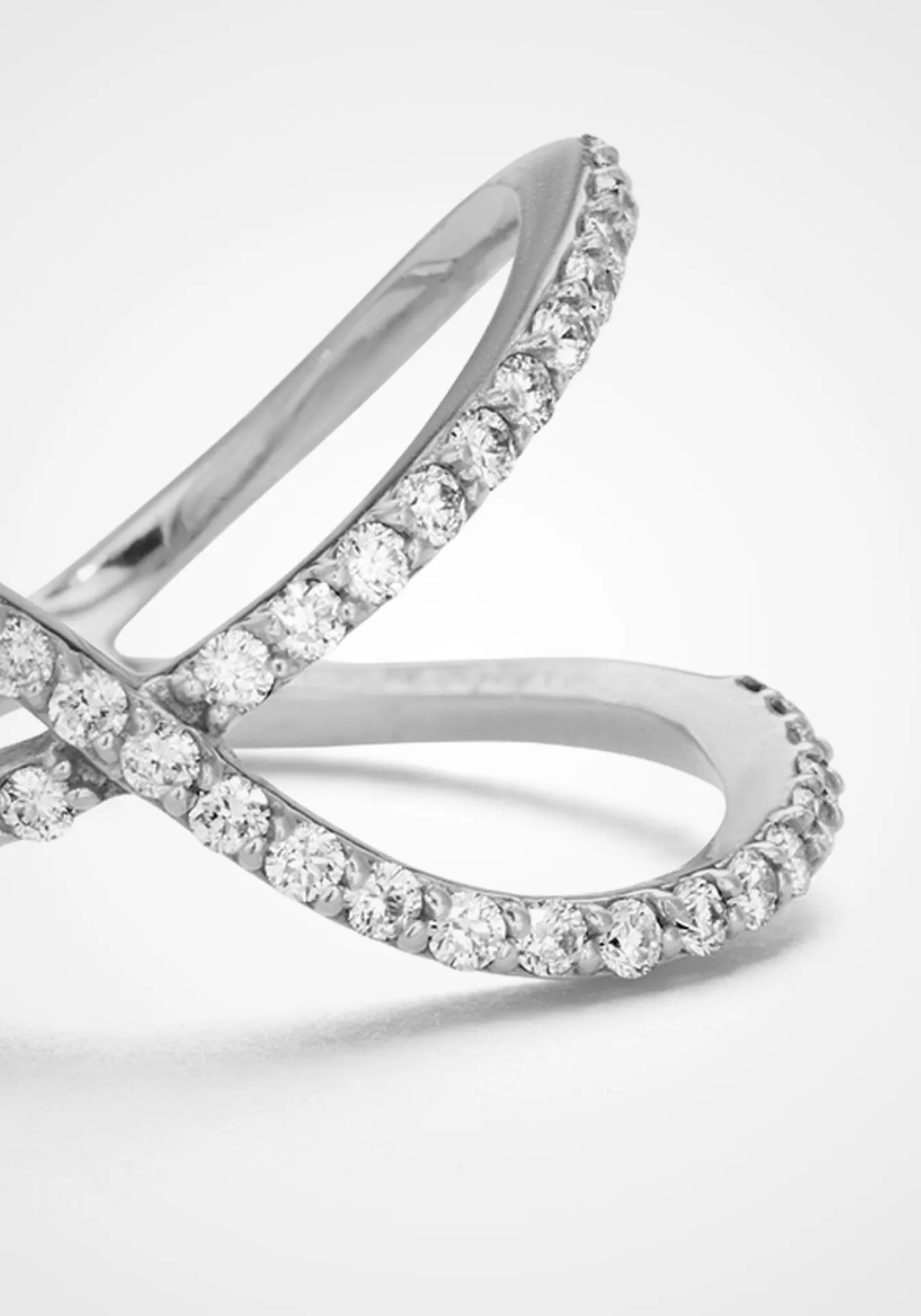 Flou Overlapping Two Row, 18K White Gold   Diamond Pavé Ring