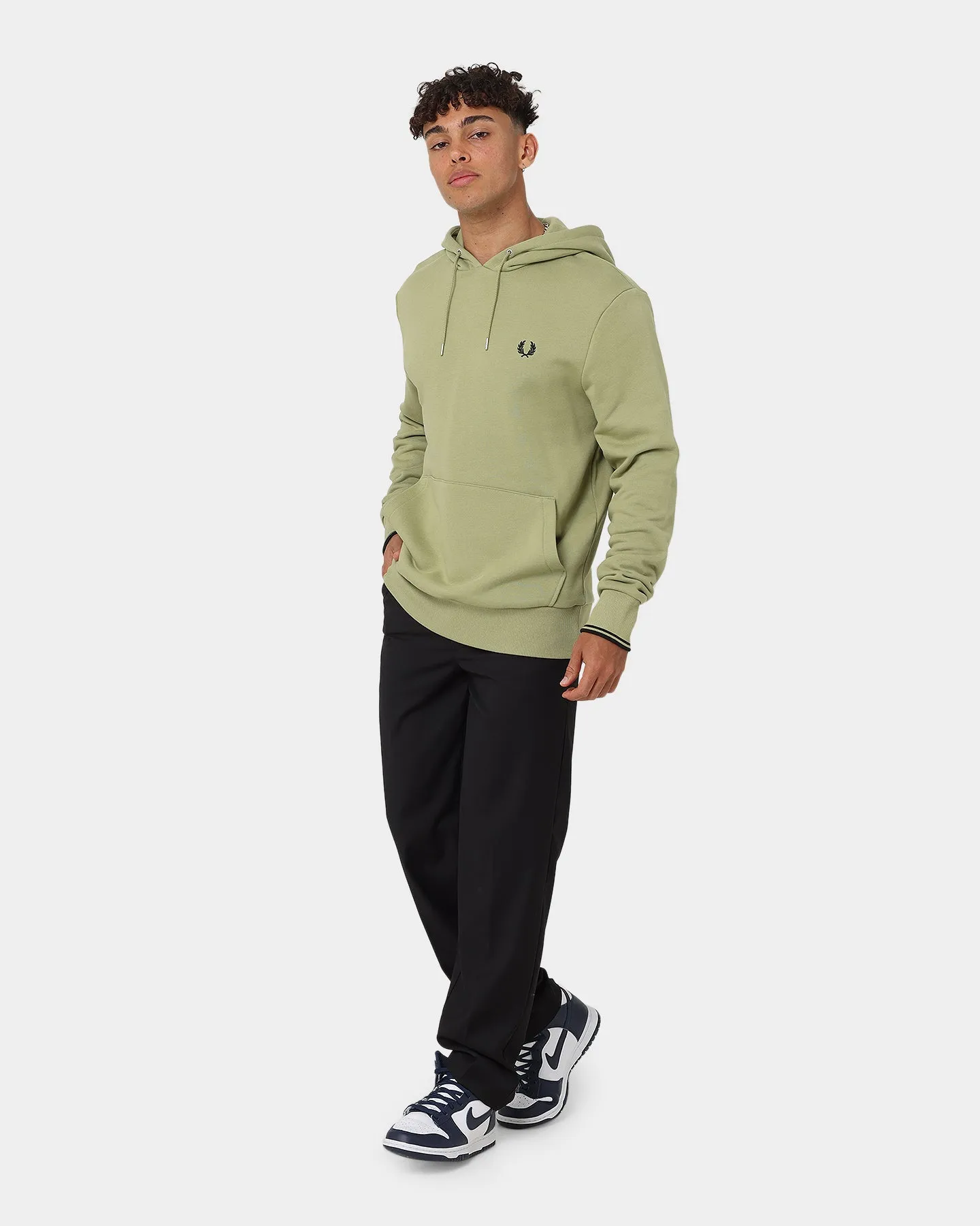 Fred Perry Tipped Hoodie Sage Green