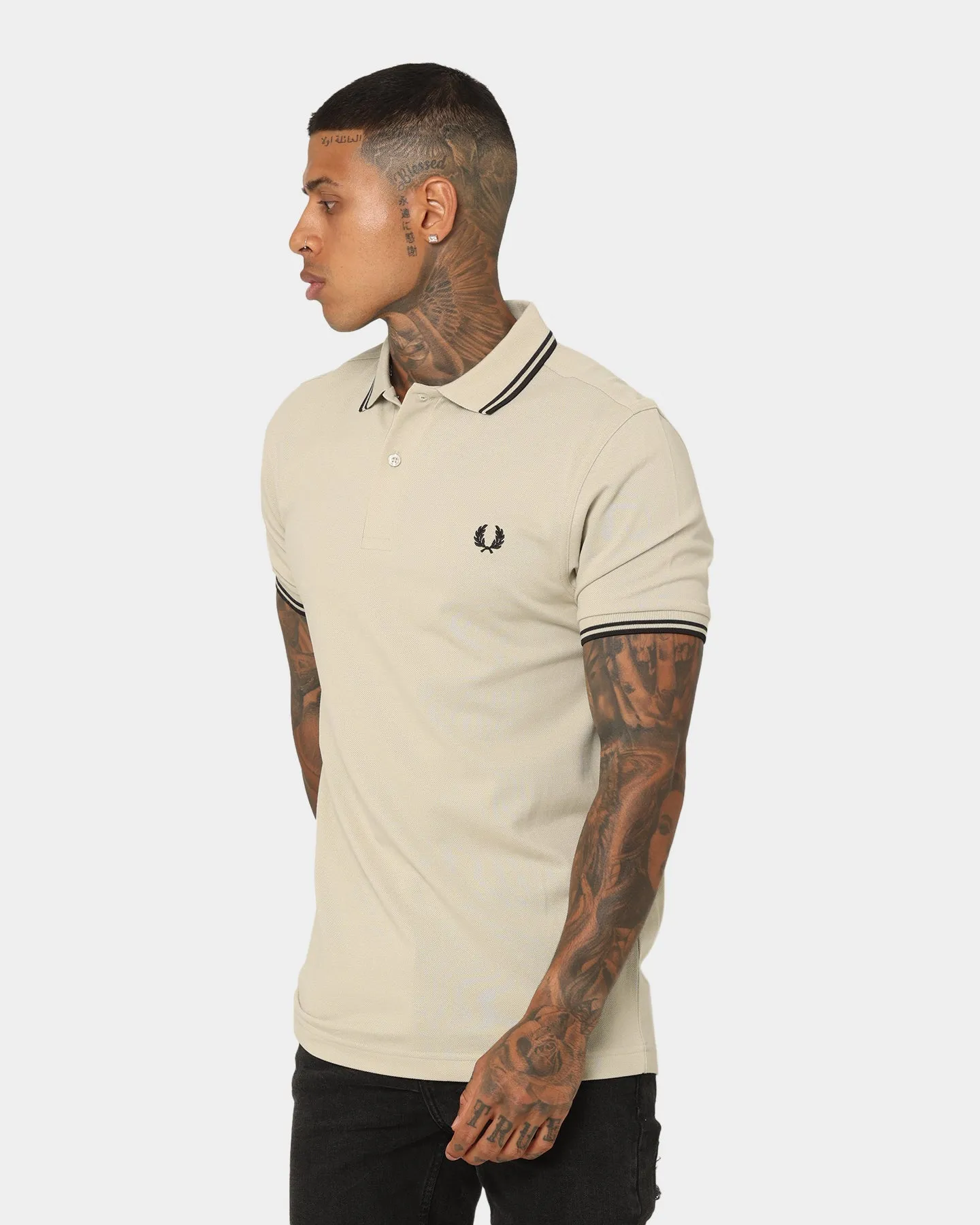 Fred Perry Twin Tipped Fred Perry Polo Shirt Light Oyster