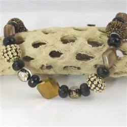 Funky Fun  Bead Black and Gold Beaded Necklace