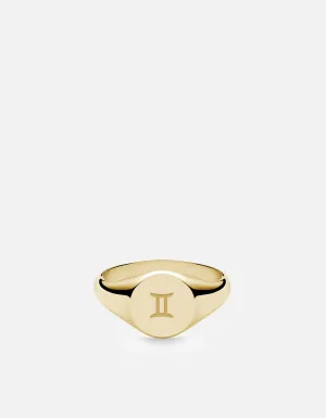 Gemini Astro Signet Ring, 14k Gold