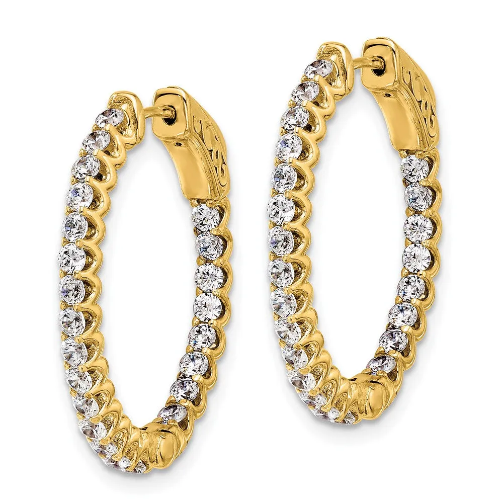 Gold 1.6ct 46-2.0mm In/Out Oval Hoop with Safety Clasp Diamond Earrings - Model XE3248AA