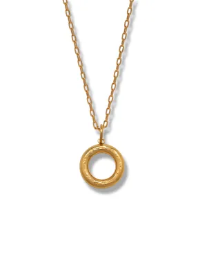 Gold Hammered Doughnut Pendant Necklace