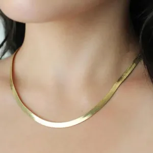 Gold Herringbone Necklaces- Stainless Steel