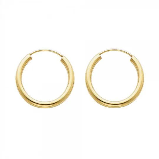 Gold Plain Huggie Hoop Earrings 18MM width Model-132