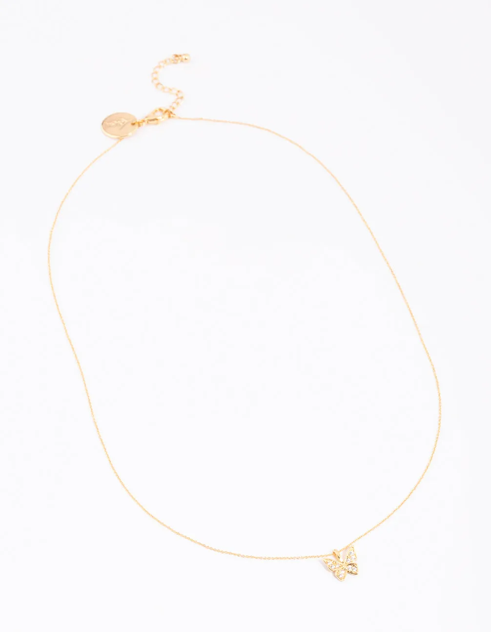 Gold Plated Pave Butterfly Necklace