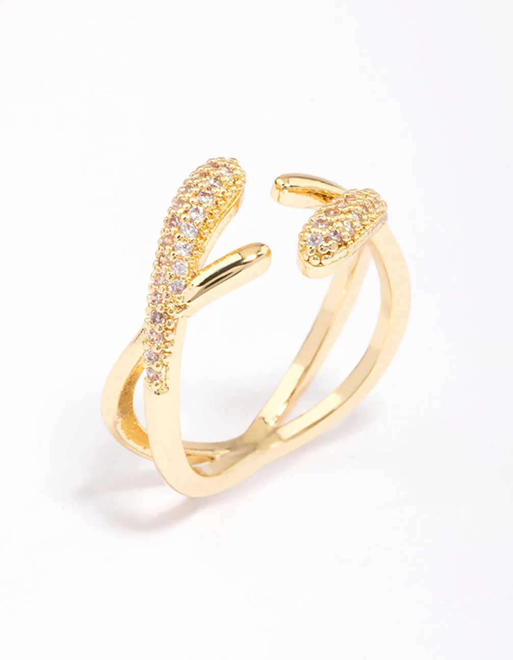 Gold Plated Pave Interlaced Ring