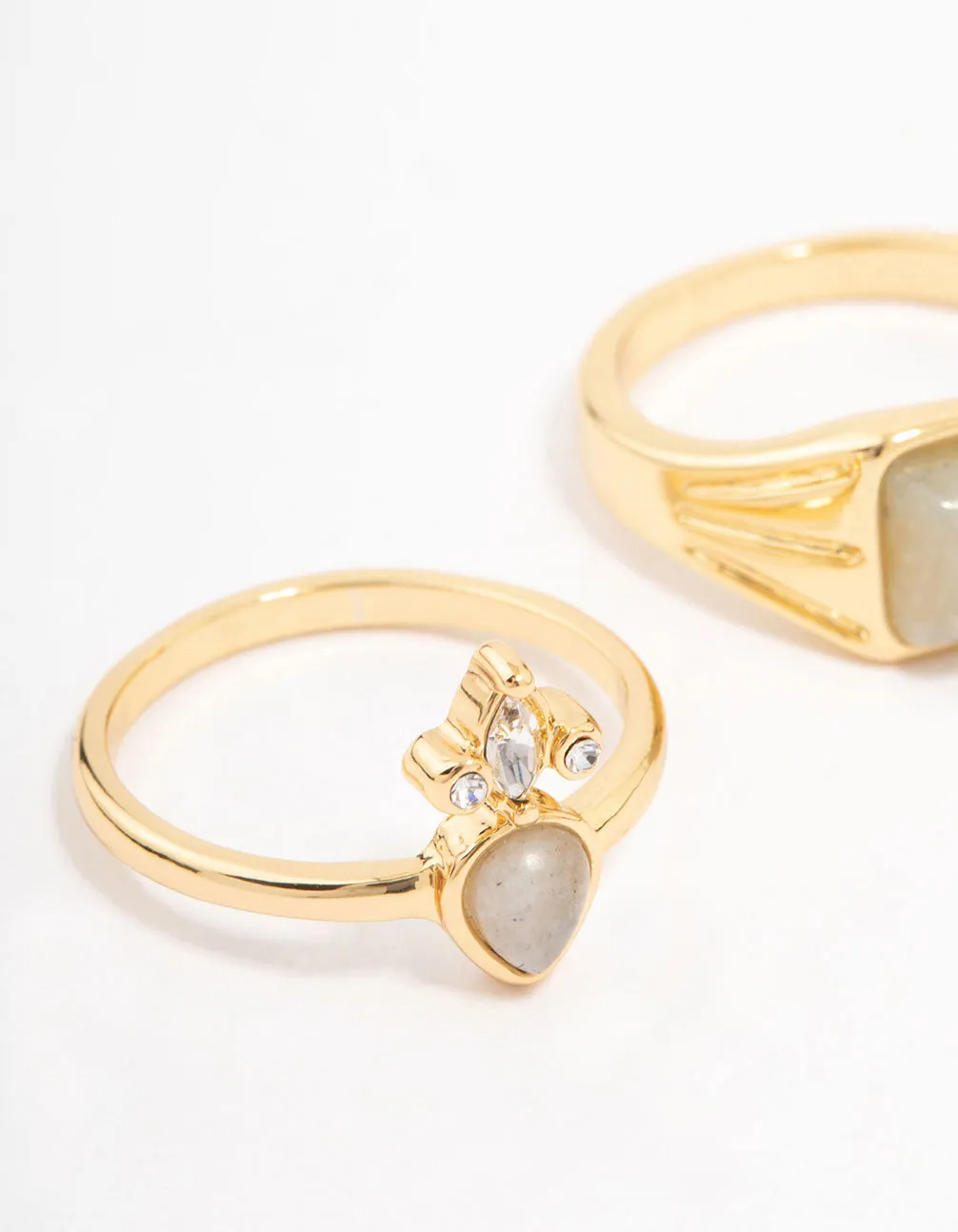 Gold Plated Square Pear Stacking Ring Pack