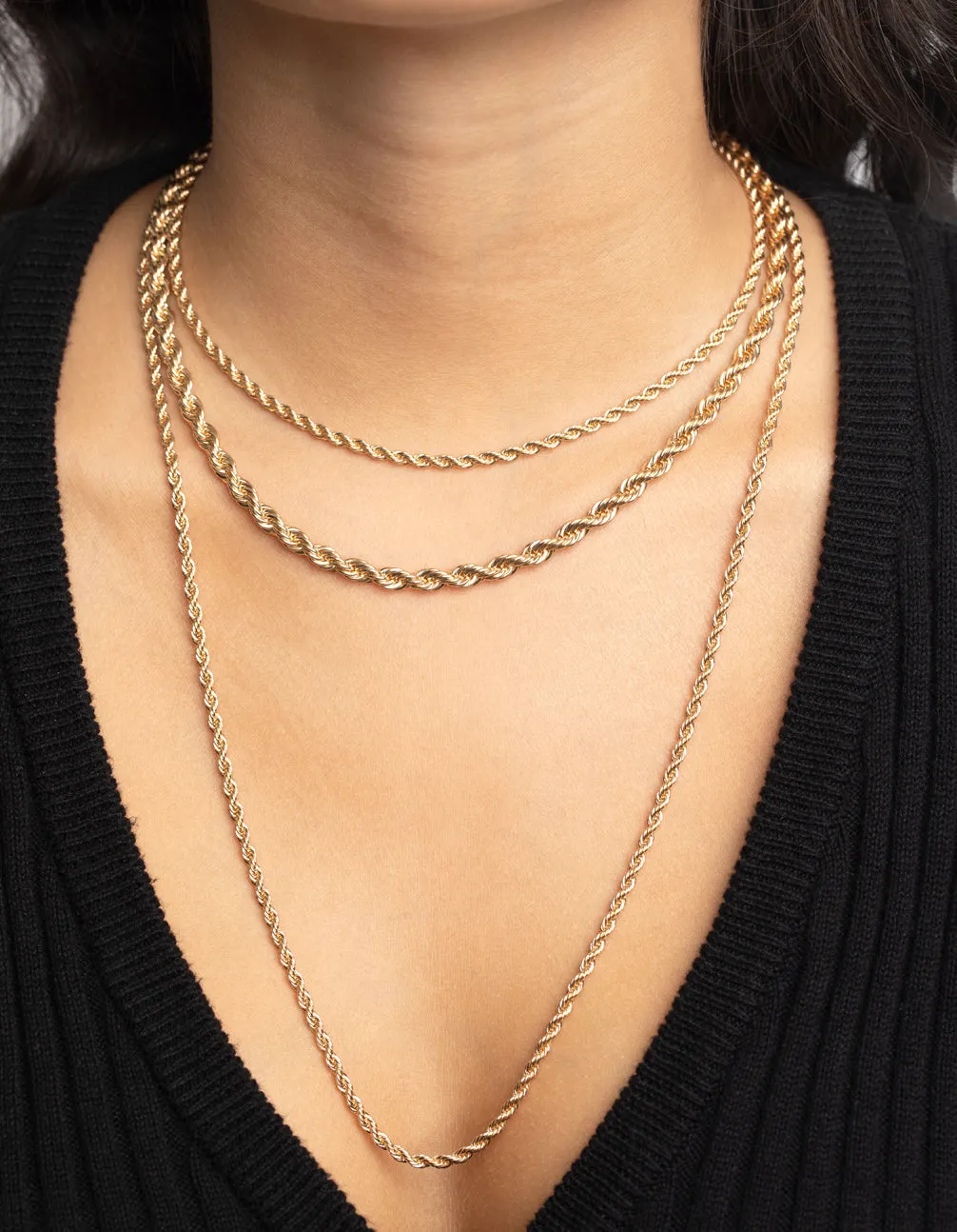 Gold Twisted Chain Layered Necklace