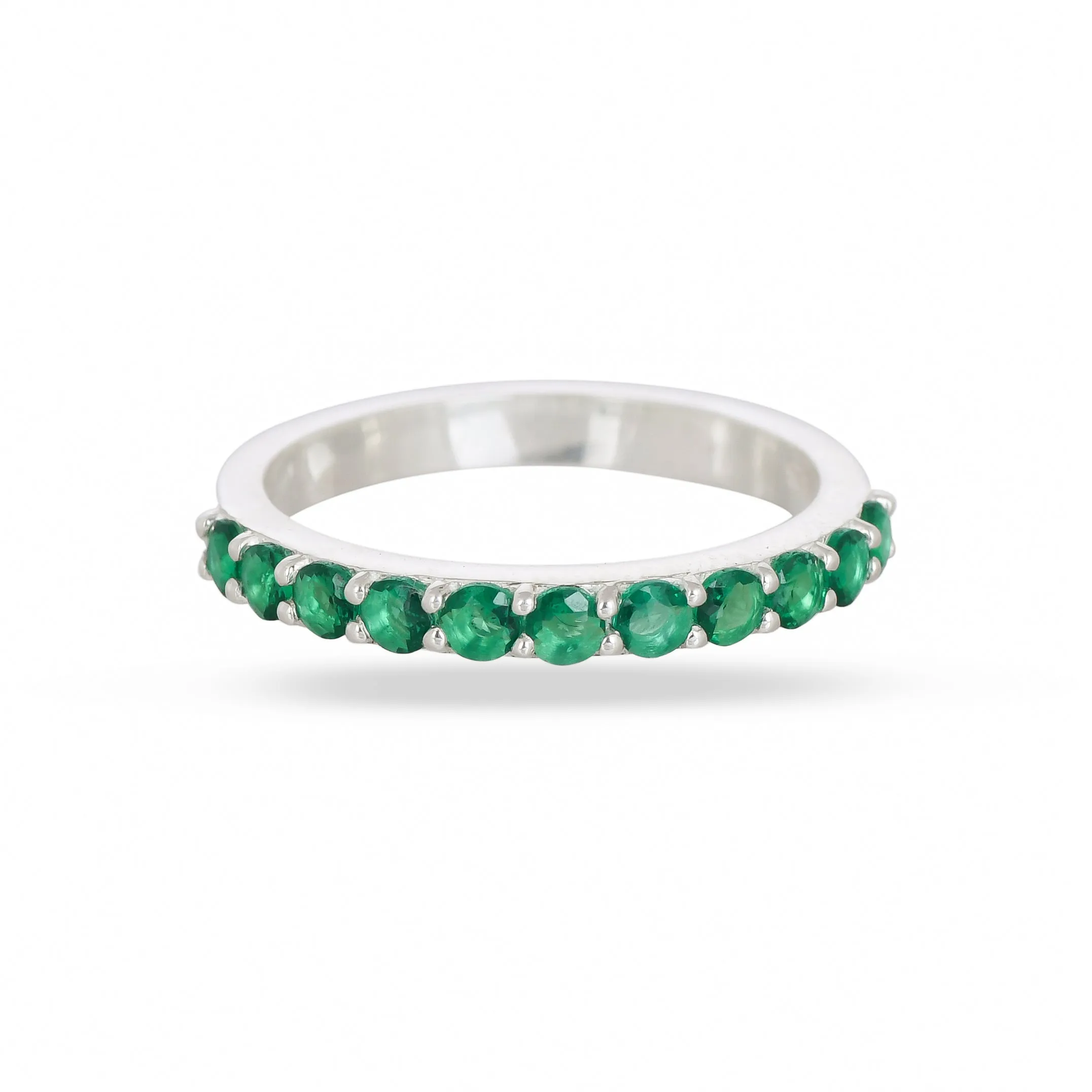 Green Cz Silver Band Ring - From Purl