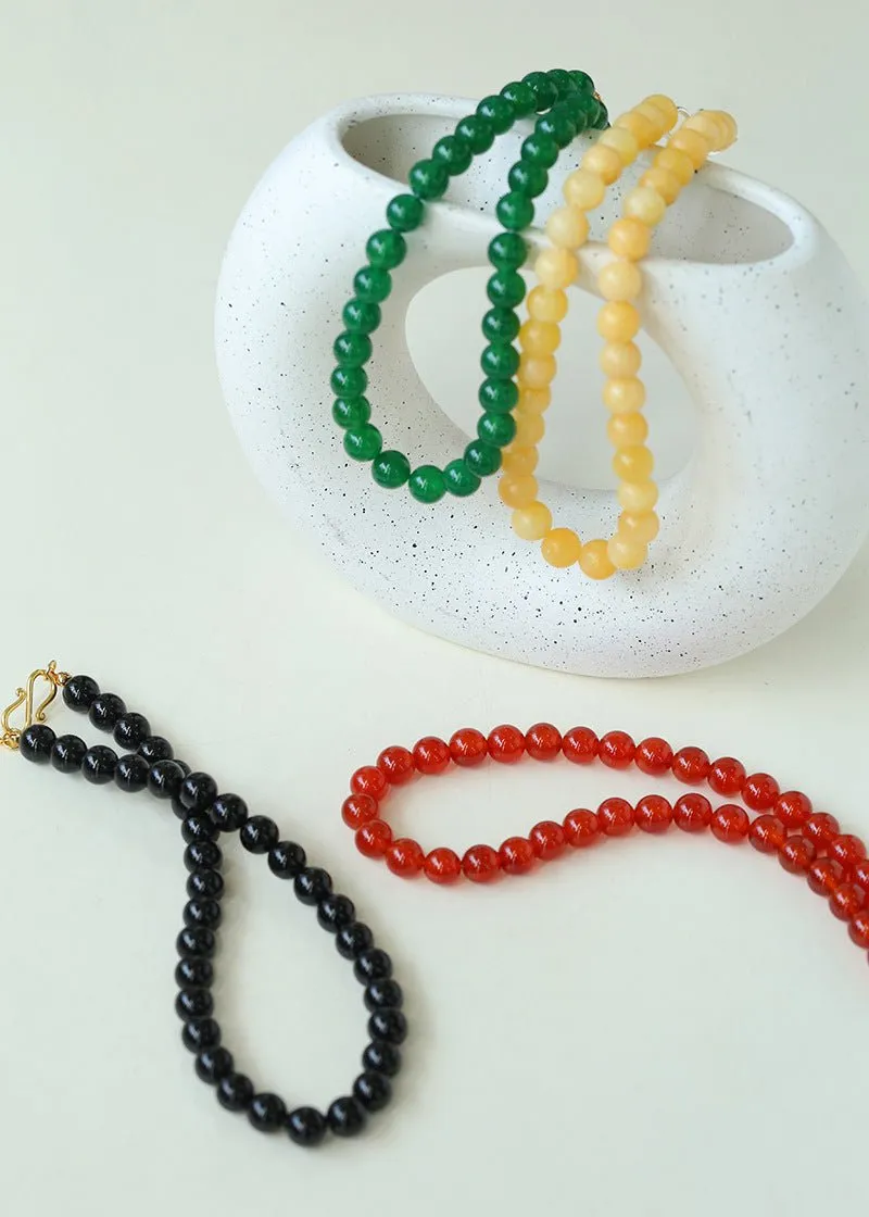 Harmonious Gemstone Necklaces Onyx Beaded 10mm Necklaces