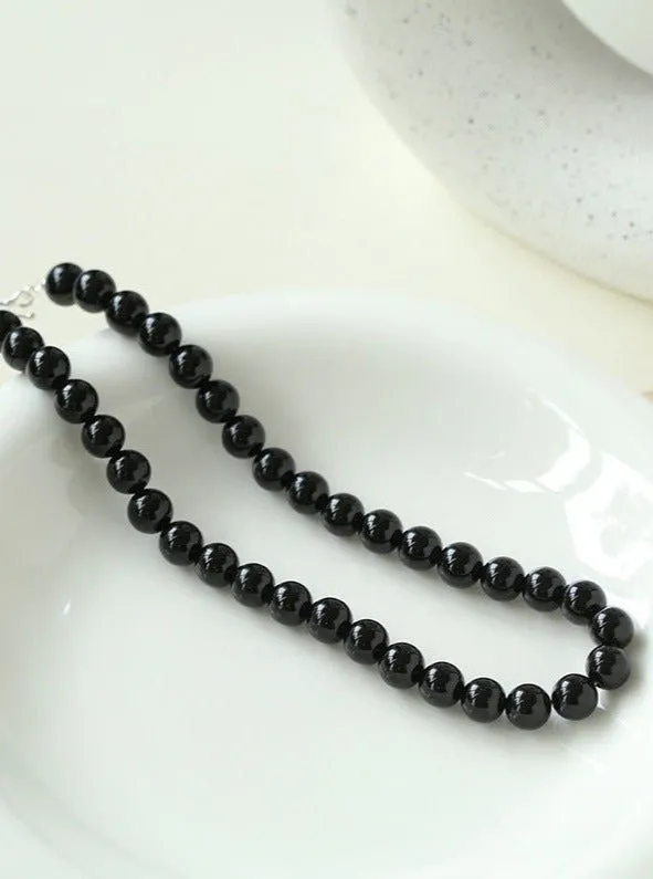 Harmonious Gemstone Necklaces Onyx Beaded 10mm Necklaces