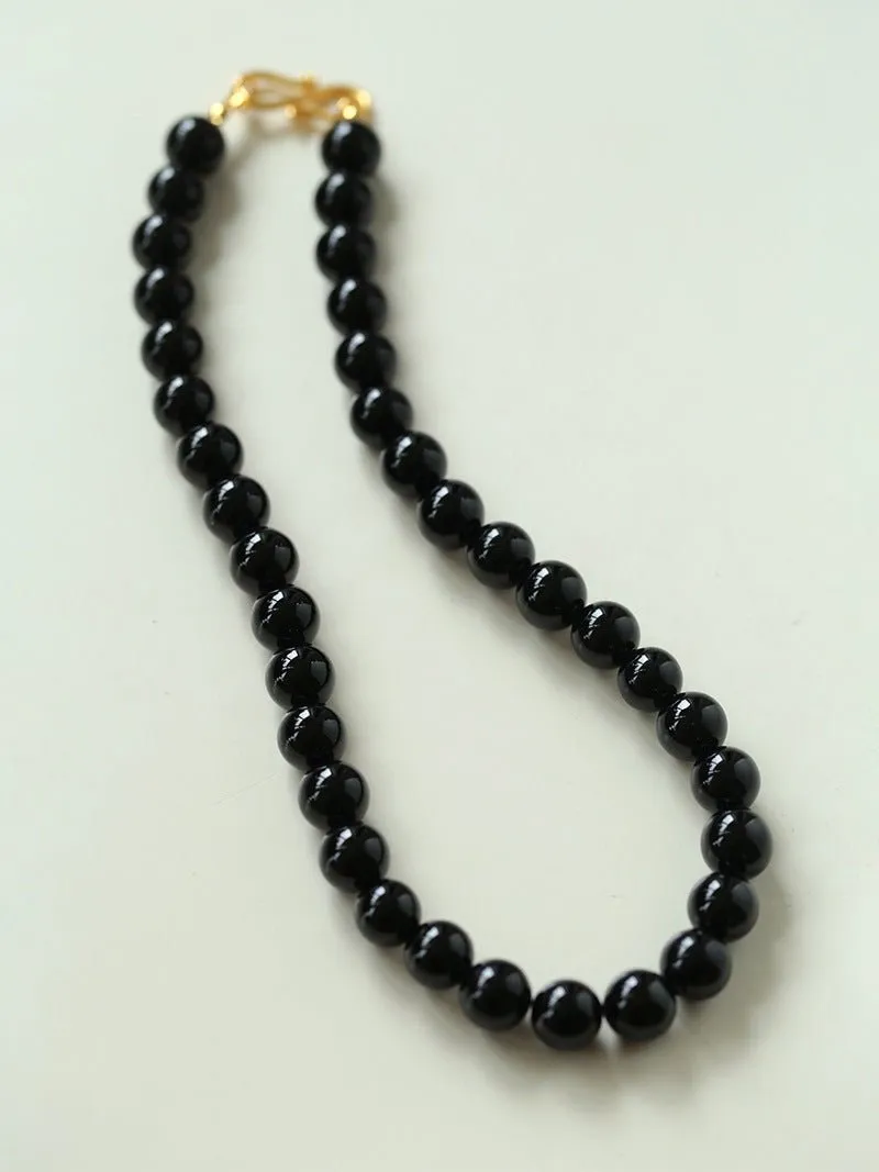 Harmonious Gemstone Necklaces Onyx Beaded 10mm Necklaces