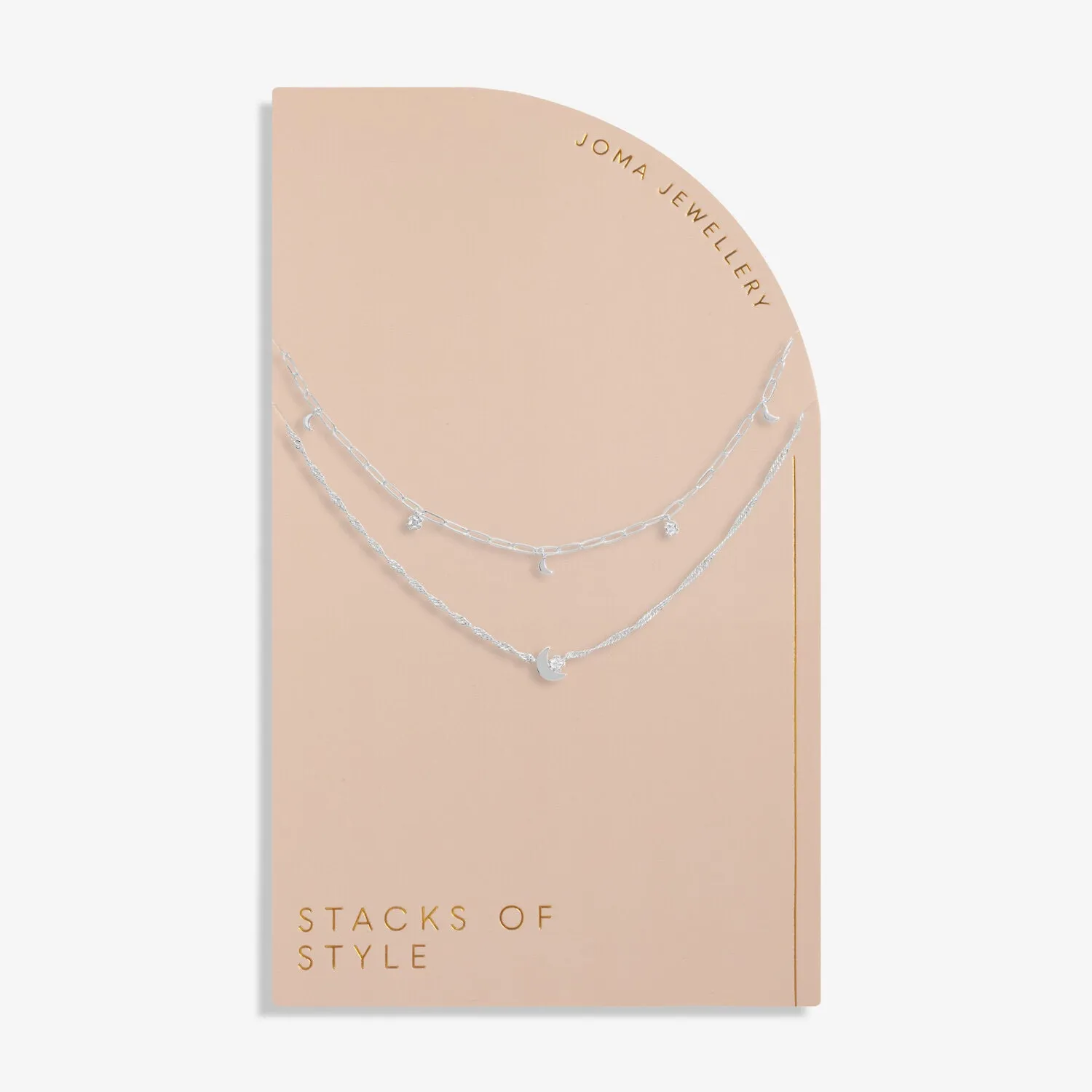 Joma Jewellery Stacks Of Style Moon Silver Necklace