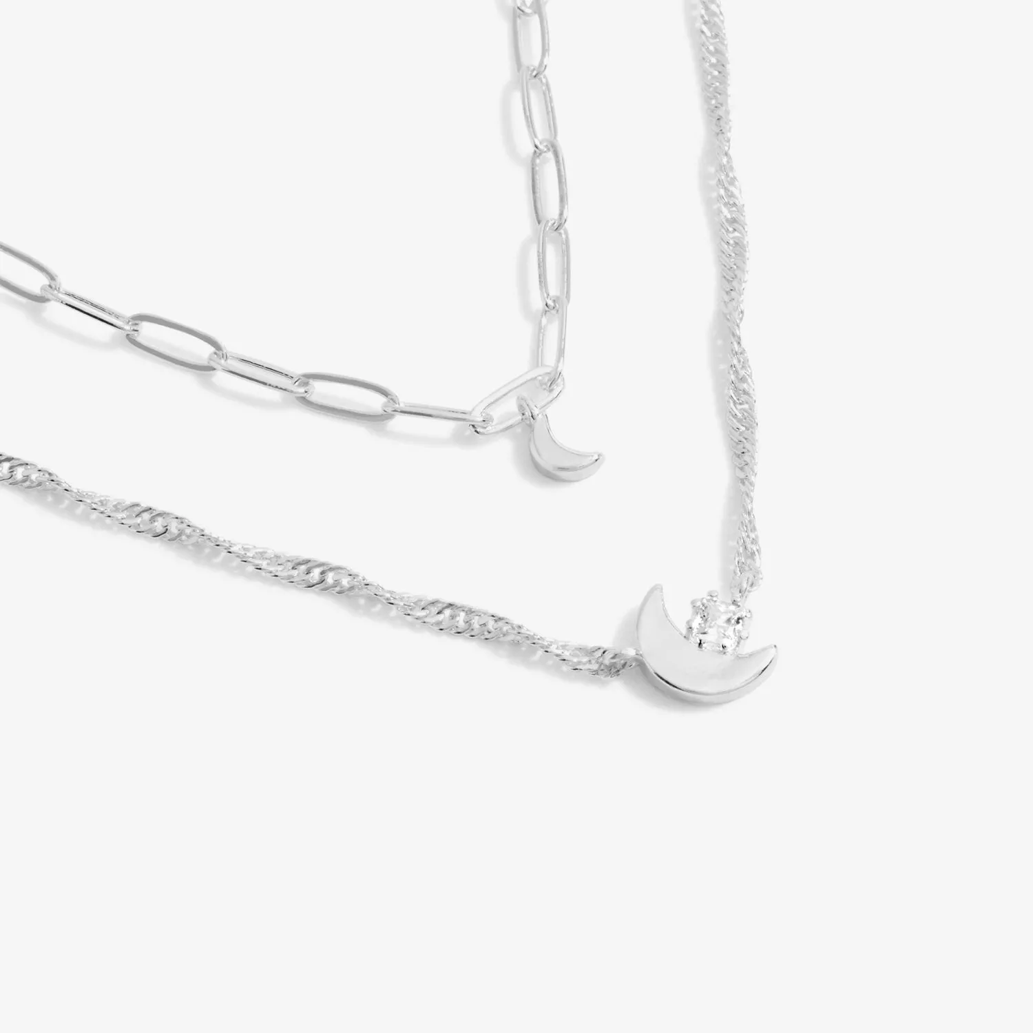 Joma Jewellery Stacks Of Style Moon Silver Necklace