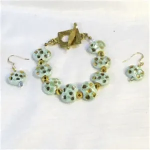 Kazuri Jewelry Special Bracelet and Earrings in Aqua Kazuri Beads