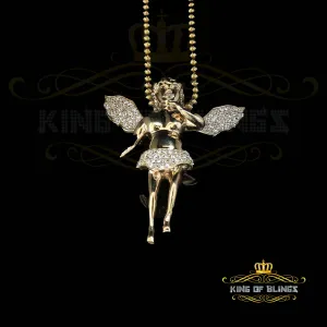 King Of Bling's Beautiful Angel Yellow Sterling Silver Pendant with 1.38ct Cubic Zirconia Stone