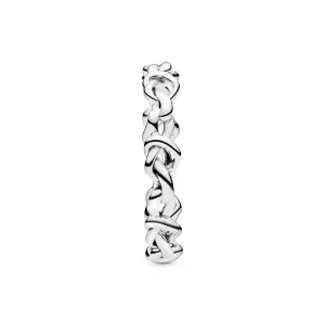 Knotted hearts silver ring