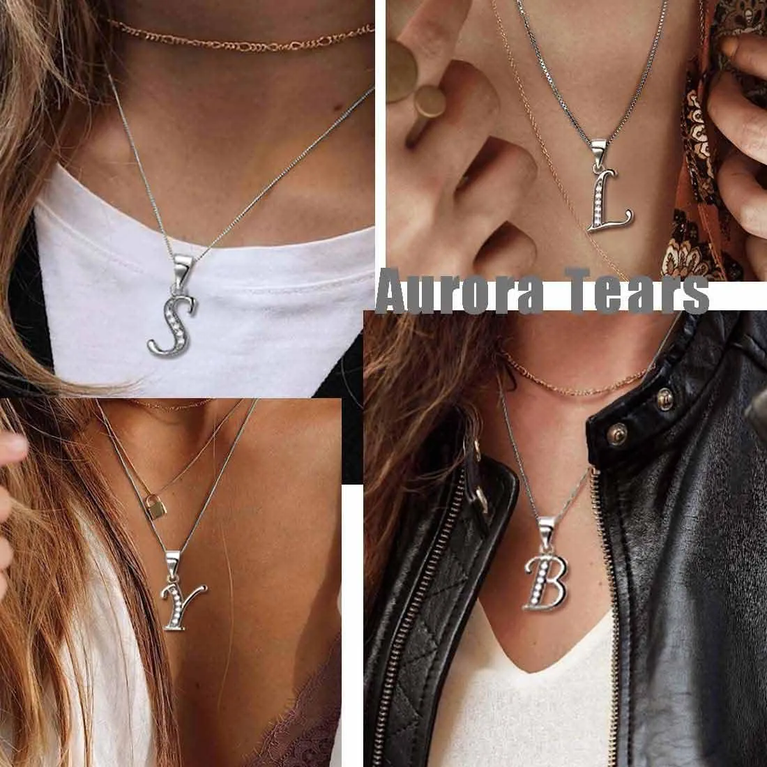 Letter B Initial Necklaces Pendant Women Men Name Jewelry Gift 925 Silver