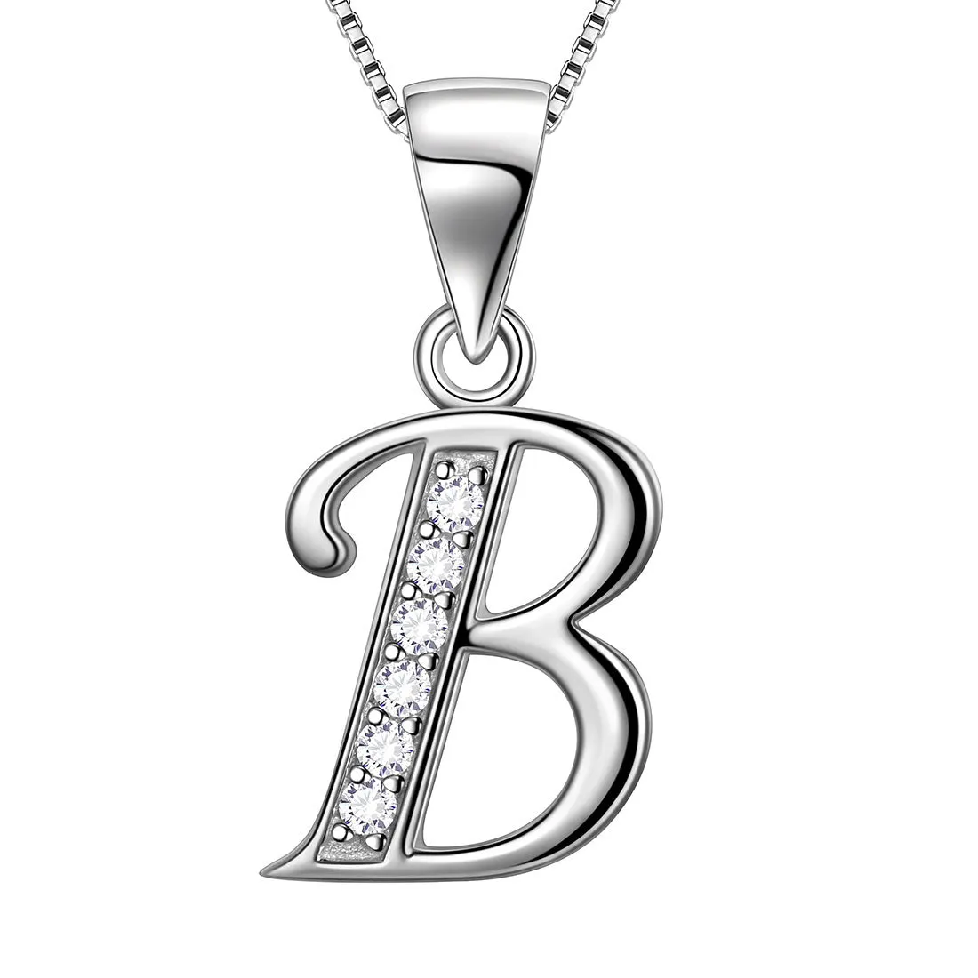 Letter B Initial Necklaces Pendant Women Men Name Jewelry Gift 925 Silver