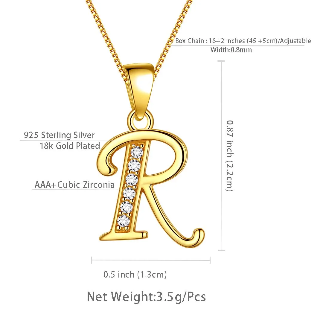 Letter R Initial Necklaces Pendant Women Men Name Jewelry Gift 925 Silver