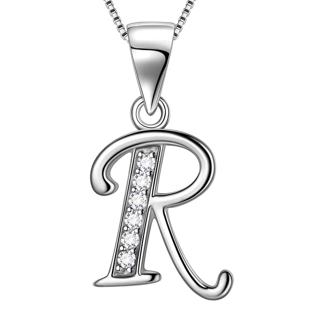 Letter R Initial Necklaces Pendant Women Men Name Jewelry Gift 925 Silver