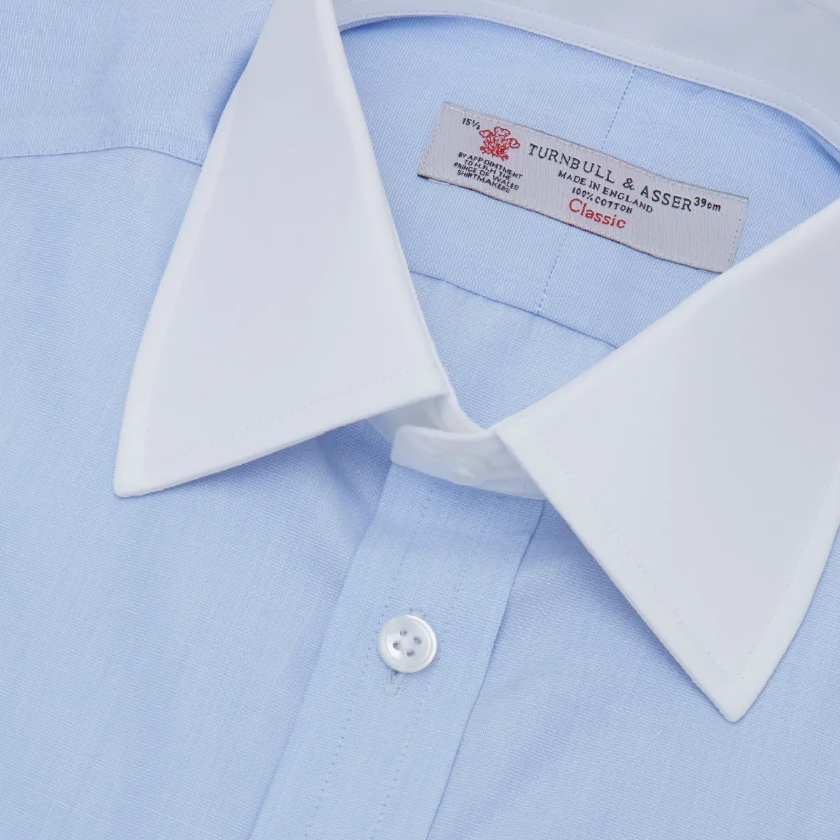 Light Blue End-on-End Shirt with Contrast T&A Collar and Double Cuffs