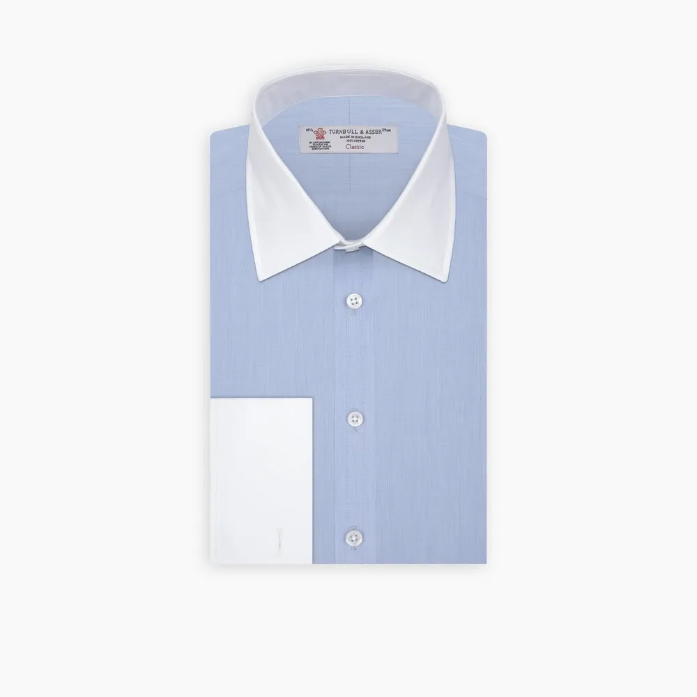 Light Blue End-on-End Shirt with Contrast T&A Collar and Double Cuffs